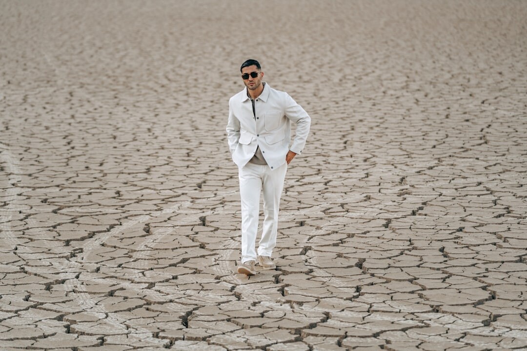 young farmer in drought